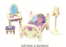 Mini Dream Home Wooden puzzle furniture of dreams Bedroom with lamp 20 x 15 cm