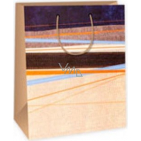 Ditipo Gift paper bag blue 26.4 x 13.6 x 32.7 cm brown orange horizontal stripes DAB