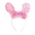 Headband ears with feather pink polka dot 23 cm