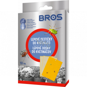 Bros Glue plates for pots, attracts and catches pests on plants 10 pieces + 5 handles