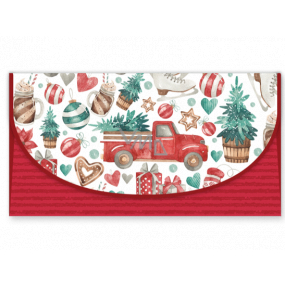 Nekupto Greeting card envelope for Christmas money Car with a tree 116 x 220 mm