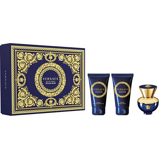 Versace Dylan Blue pour Femme perfumed water for women 50 ml + body lotion 50 ml + shower gel 50 ml, gift set