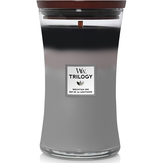 WoodWick Trilogy Mountain Air - Mountain air scented candle with wooden wick and lid glass large 609 g