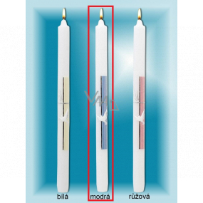 Lima Church baptism candle blue silver decorated No. 1031 25 x 360 mm 1 piece