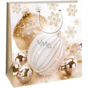Ditipo Gift paper bag 12 x 8 x 20 cm Christmas white - gold flasks