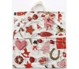 Plastic bag 46 x 43 cm Christmas white snowman, ornaments, horseshoe