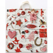 Plastic bag 46 x 43 cm Christmas white snowman, ornaments, horseshoe