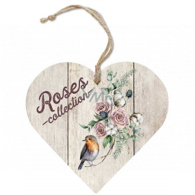 Bohemia Gifts Wooden laundry scented heart Roses collection 7,5 cm