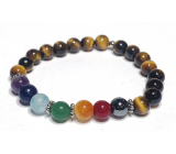 Chakra bracelet Tiger eye, elastic natural stone ball 8 mm / 16 - 17 cm