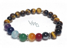 Chakra bracelet Tiger eye, elastic natural stone ball 8 mm / 16 - 17 cm