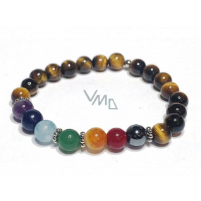 Chakra bracelet Tiger eye, elastic natural stone ball 8 mm / 16 - 17 cm