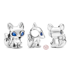 Charm Sterling silver 925 Fox - blue eyes, bead for bracelet, animal