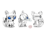 Charm Sterling silver 925 Fox - blue eyes, bead for bracelet, animal