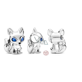 Charm Sterling silver 925 Fox - blue eyes, bead for bracelet, animal