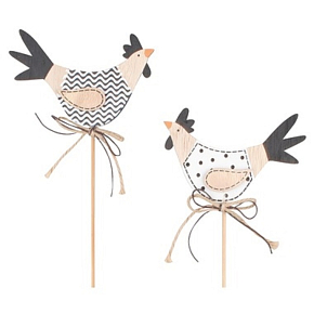 Black and white chicken on skewer 11 cm + skewers, various types