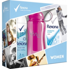 Rexona Freshness & Care shower gel 250 ml + Fresh Shower Clean deodorant spray 150 ml + sports bottle 500 ml, cosmetic set