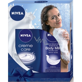 Nivea Body Milk nourishing body lotion for dry to very dry skin 250 ml + Creme Care creamy shower gel 250 ml, for women cosmetic set