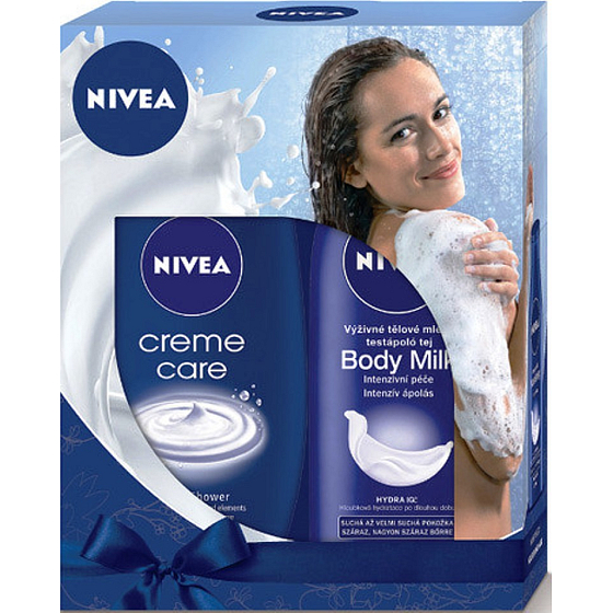 Nivea Body Milk nourishing body lotion for dry to very dry skin 250 ml + Creme Care creamy shower gel 250 ml, for women cosmetic set
