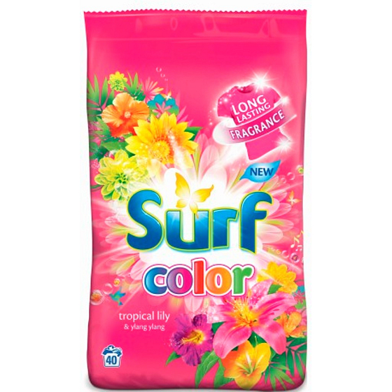 Surf Color Tropical Lily & Ylang Ylang Powder with Fabric Softener for Colored Laundry 20 Washes 1.4 kg