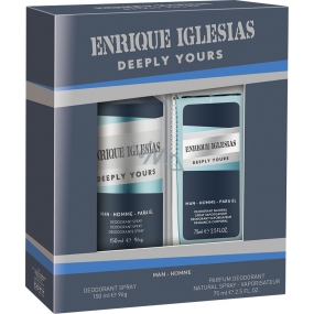 Enrique Iglesias Deeply Yours Man perfume deodorant glass 75 ml + deodorant spray 150 ml, cosmetic set