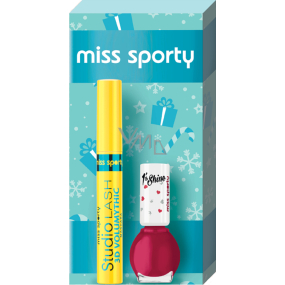 Miss Sports Studio Lash 3D Volumythic mascara 001 Black 8 ml + nail polish 7 ml + nail care 8 ml, cosmetic set