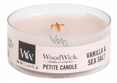 WoodWick Vanilla & Sea Salt - Vanilla and sea salt scented candle with wooden wick petite 31 g