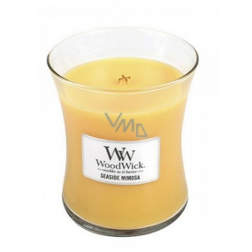 WoodWick Seaside Mimosa - Mimosa on the coast scented candle with wooden wick and lid glass medium 275 g
