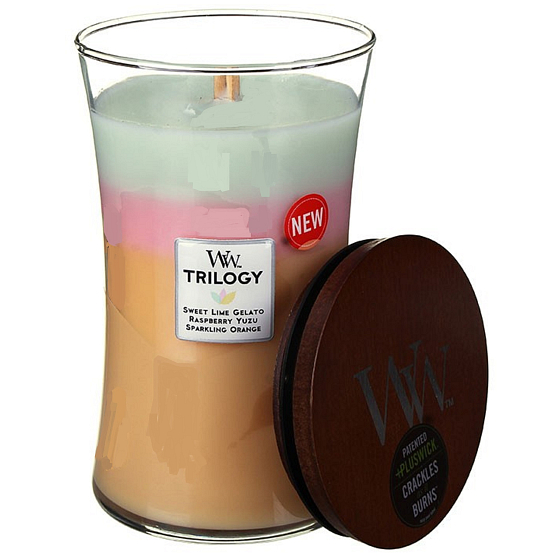 WoodWick Trilogy Summer Sweets - Summer sweets scented candle with wooden wick and lid glass large 609.5 g