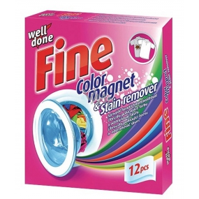 Well Done Fine Color Magnet & Stain Remover Washing Wipes for absorbing color and removing stains 12 pieces