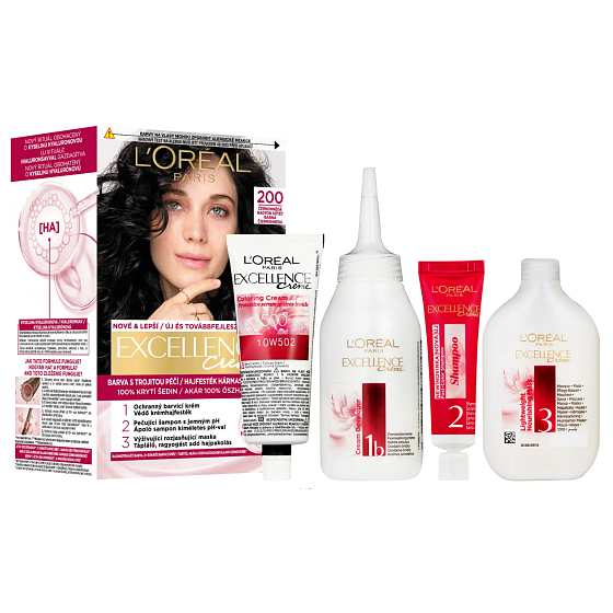 Loreal Paris Excellence Creme Hair Color 200 Black Brown