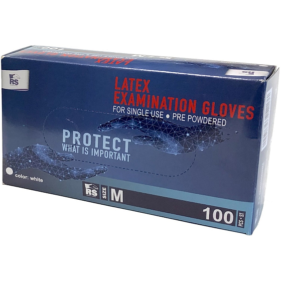RS Arbbeitsschutz Protect Disposable gloves, examination, powder-free, latex, size M, box 100 pieces