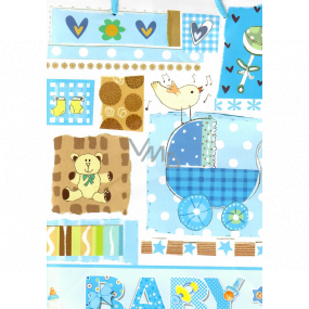 Nekupto Gift paper bag 32.5 x 26 x 13 cm Baby boy blue 1 piece 1561 40 KFL