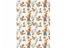 Ditipo Gift wrapping paper 70 x 100 cm White foxes, squirrels and blue birds 2 sheets