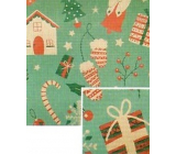 Nekupto Gift wrapping paper Christmas 70 x 150 cm Green trees, gifts, gloves