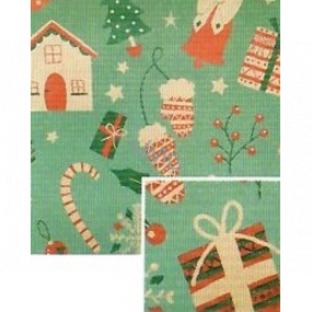 Nekupto Gift wrapping paper Christmas 70 x 150 cm Green trees, gifts, gloves