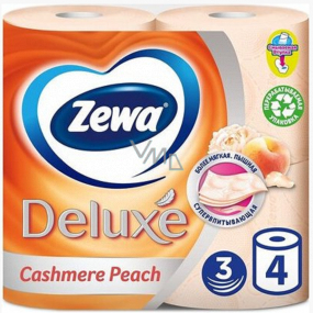 Zewa Deluxe Aqua Tube Cashmere Peach Eau De Parfum Toilet Paper 3 Layers 150 Scraps 4 Pieces, Roll You Can Flush