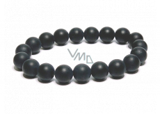 Onyx black matte bracelet elastic natural stone, ball 10 mm / 16-17 cm, life force stone