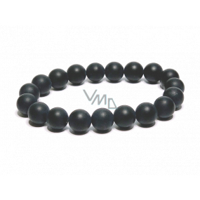 Onyx black matte bracelet elastic natural stone, ball 10 mm / 16-17 cm, life force stone