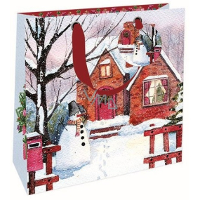 Nekupto Luxury paper gift bag 23 x 23 cm Christmas house and snowman