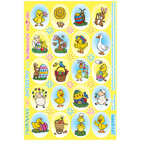 Arch Shaped stickers for Easter eggs pressed Chicken with flower 10 x 15 cm 20 pieces