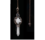 Quartz Merkaba pendulum + clear quartz + bronze, natural stone pendant 7,7 cm, chain approx. 26,5 cm