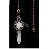Quartz Merkaba pendulum + clear quartz + bronze, natural stone pendant 7,7 cm, chain approx. 26,5 cm