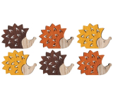 Hedgehogs wooden 4 x 3 cm 12 pieces mix of colours