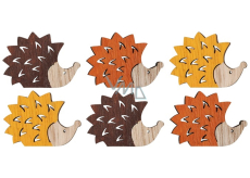 Hedgehogs wooden 4 x 3 cm 12 pieces mix of colours