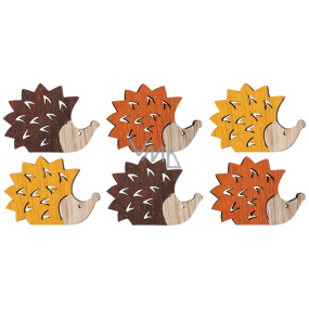 Hedgehogs wooden 4 x 3 cm 12 pieces mix of colours