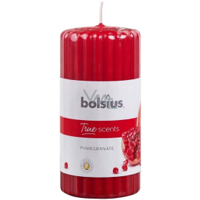 Bolsius Aromatic True Scents Pomegranate scented candle cylinder fluted 60 x 12 mm