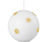 Emocio Candle matt white with yellow flowers ball 70 mm