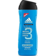 Adidas 3 After Sport shower gel for body and hair for men 400 ml