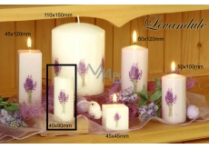 Lima Flower Lavender scented candle white with decal lavender cylinder 40 x 90 mm 1 piece
