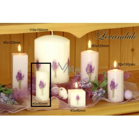 Lima Flower Lavender scented candle white with decal lavender cylinder 40 x 90 mm 1 piece